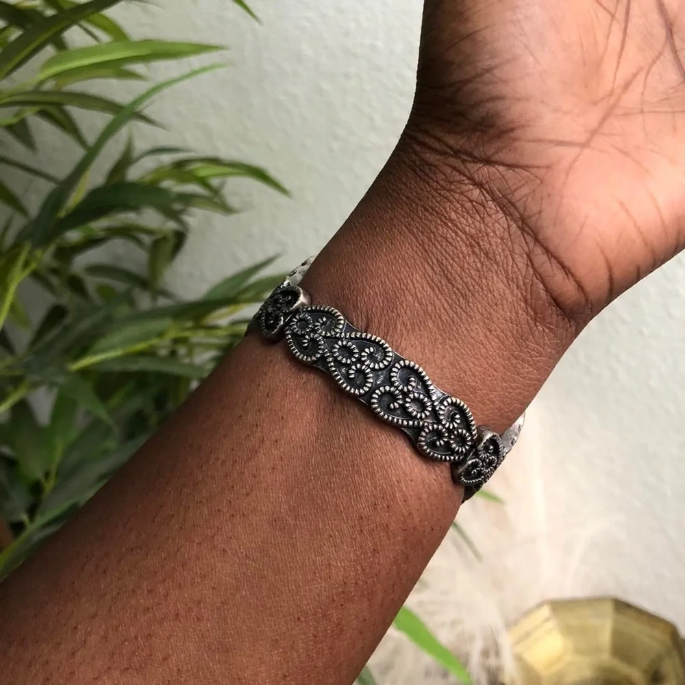 Rare Goth Grunge Southwestern Turquoise silver cross bracelet bangle arm cuff
